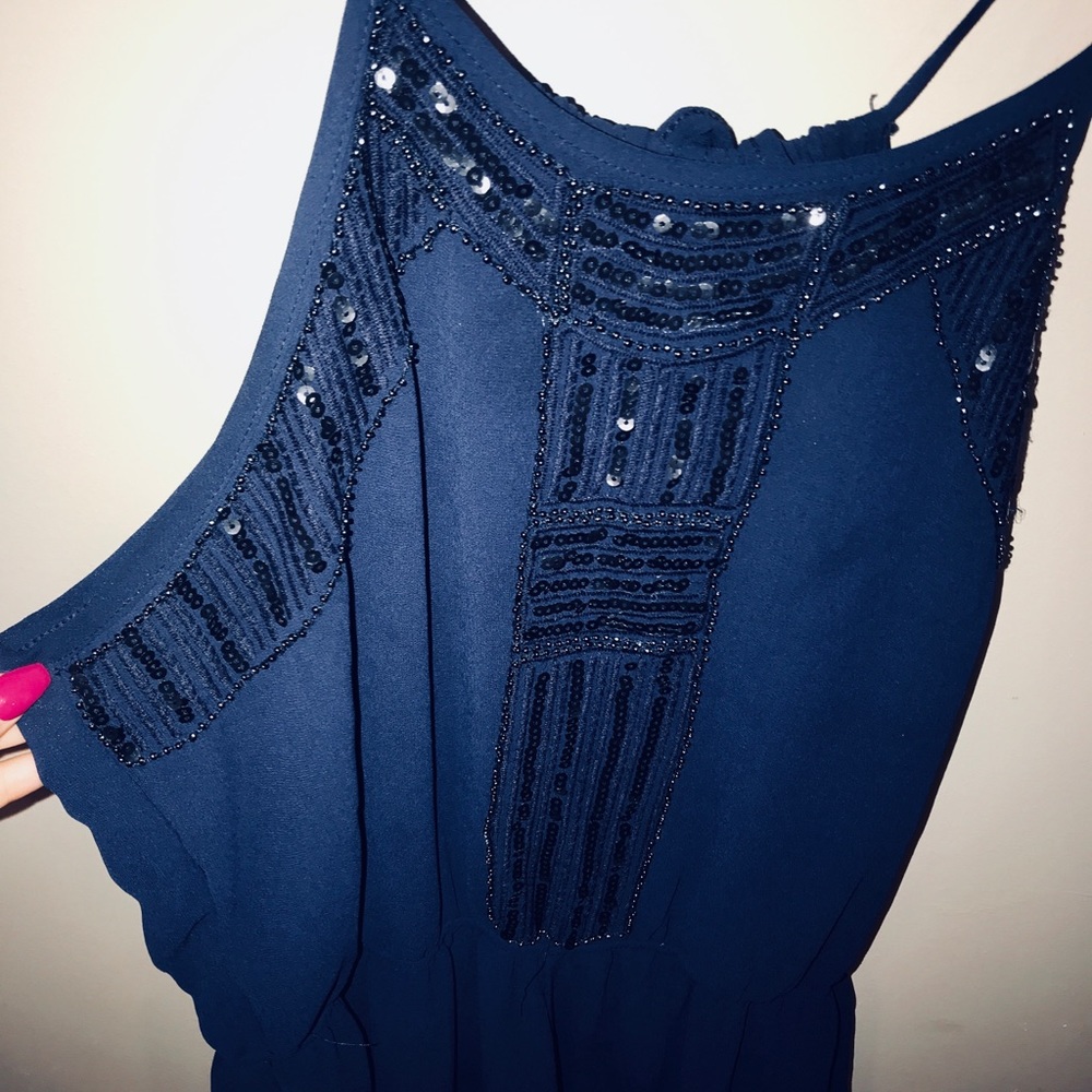 Blue romper with accent sequins